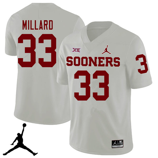 Jordan Brand Men #33 Trey Millard Oklahoma Sooners 2018 College Football Jerseys Sale-White - Click Image to Close